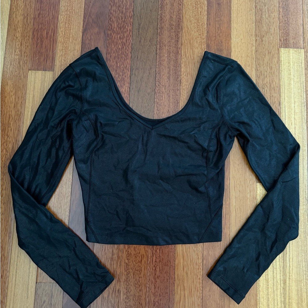 Lululemon Black Long Sleeve Backless Crop Bodysuit